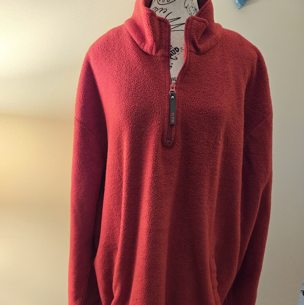 Chaps Ralph Lauren Men's Red Fleece SWEATSHIRT 1/4 zip Pullover W/ Pockets  XXL
